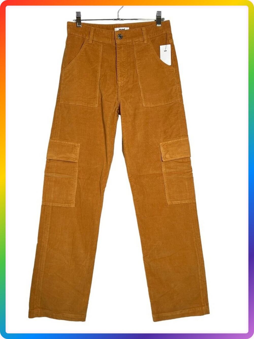 Mavi High Rise Cargo Corduroy Pants SIZE 27x31 Orange Wide Leg Utility